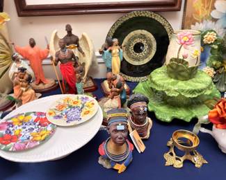 African American figurines, angels, and cultural art pieces