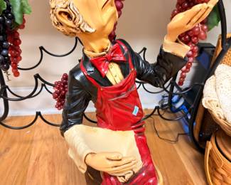 Whimsical French waiter sommelier statue wine holder