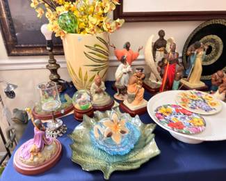 African American religious figurines and decor grouping