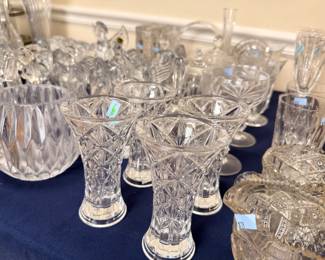 Cut crystal vases, bowls, and glassware collection