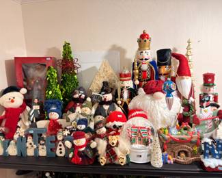 Christmas snowmen, nutcrackers, gnomes, and winter decor