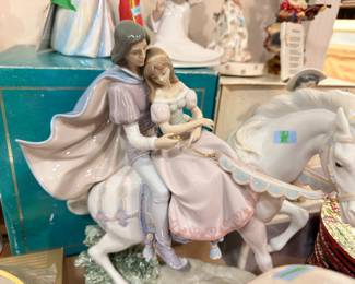 Lladro porcelain couple on horseback figurine with box