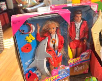 Baywatch Barbie and Ken dolls in original boxes