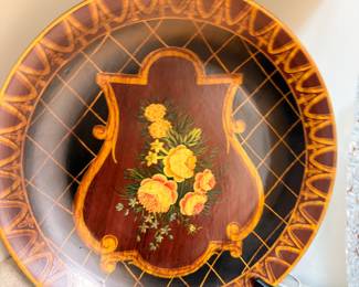 Hand painted decorative charger plate on stand