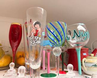 Betty Boop glass and novelty painted stemware