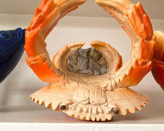 Figural crab ceramic serving dish, coastal decor