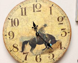 Western cowboy on horse wall clock
