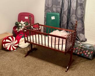 Vintage bassinet and other misc decor items