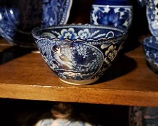 many English and oriental flow blue items