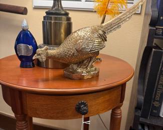 Pheasant figurine, solid, wood side table