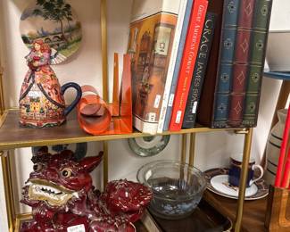 Books, pottery, cookbooks, collectibles