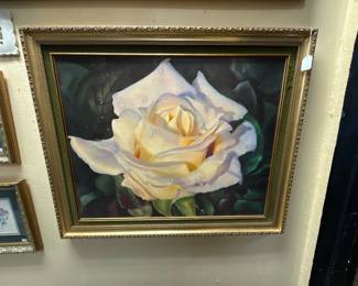 Beautiful framed oil, painting – floral