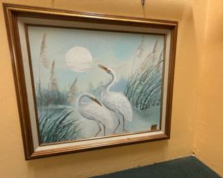 Beautiful framed beach oil, painting