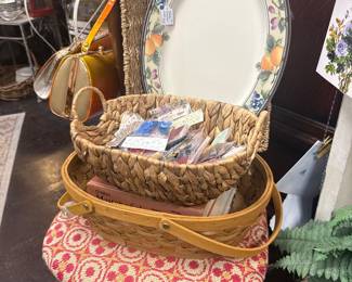 Vintage chair, basket and large serving platter