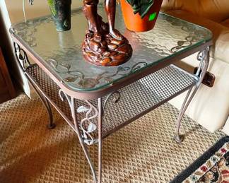 Woodard glass top end table!