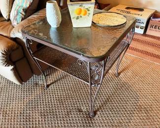 Woodard glass top end table!