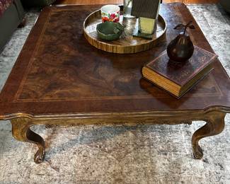Large  walnut square coffee table 