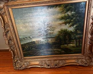 Beautiful pastoral scene  antique oil painting 