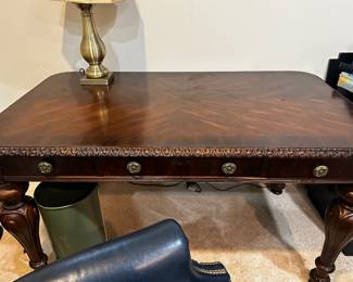 Walnut table desk - has matching bookcase/credenza