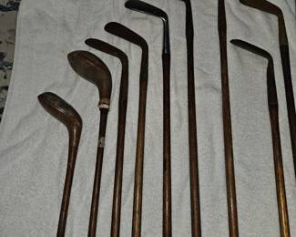 Vintage wooden Handle golf clubs