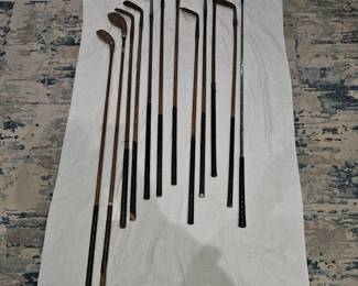 Vintage wooden handle golf clubs