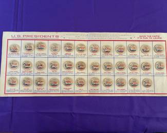 Us Presidents Milk Top Caps (Collectable)