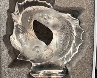 Large Lalique "Deux Poissons" New in Box
