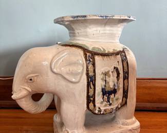 Vintage ceramic elephant side table