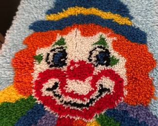 Vintage Smilie the Clown latch hook rug kit from the 1970s.