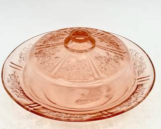 Federal Glass Sharon Pink Depression Glass Covered Butter Dish