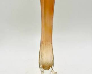 Marigold vintage Dugan / Diamond Carnival Glass Twig Swung Bud Vase