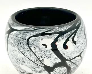 Black & White Art Glass Vase