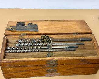 Antique Augur Bits In Wooden Case