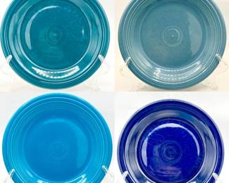 (4) Homer Laughlin Fiesta Ware 10.5” Plates Feat Turquoise