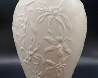 7” Lenox Embossed Porcelain Vase with Gold Trim