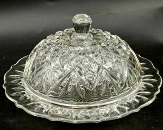 Vintage Anchor Hocking Butter Dish With Diamond Point Or Pineapple Pattern