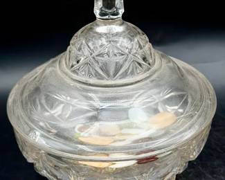 Vintage Glass Candy Dish With Lid