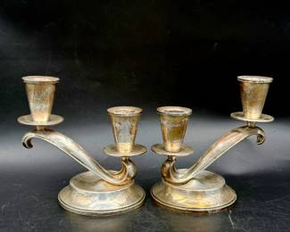 (2) Sterling Silver Weighted Fisher Candle Holders