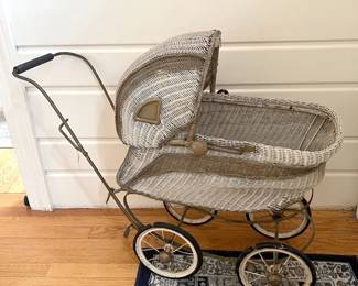 Antique Victorian Style Wicker Baby Doll Carriage