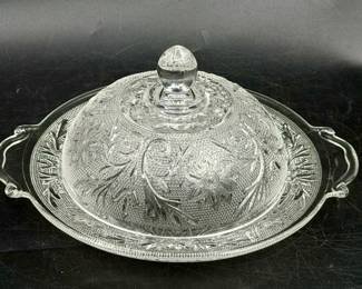 Anchor Hocking Covered Butter Dish In Sandwich Pattern