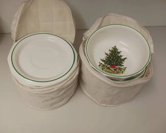 (10) 12-sided Plates & (4) 12-sided Christmas Tree Bowls
