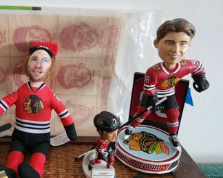 Chicago Blackhawks: Duncan Keith "Keith on a Wreath" Doll,  Mini Brent Seabrook Bobblehead, Connor Bedard Bobblehead