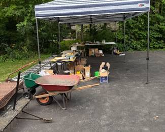 More will be in tents on sale day! This is in front of the garage and next to the shed.