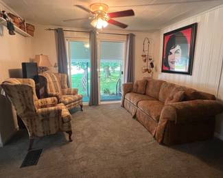 Sofa bed and 2 wing back chairs