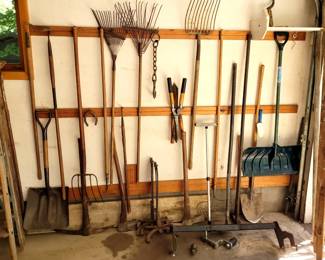 many old hand & yard tools