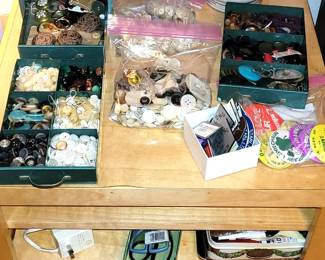 Antique buttons & sewing items