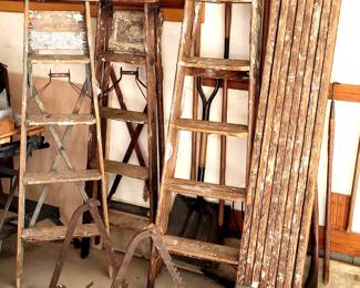 old wooden step ladders & walkboard