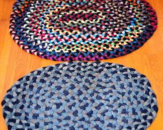 Hand made Braided Rugs 45" x 36" / blue 38" x 25"