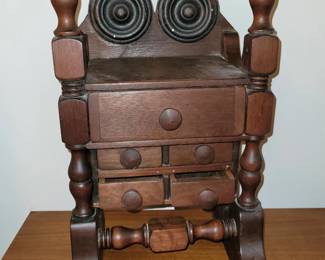 Hand made walnut miniature dresser/jewelry box