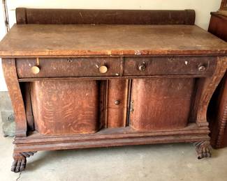 Oak sideboard with claw feet